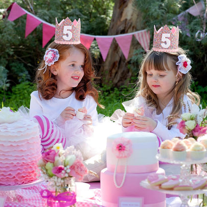 Rainbow Crown - 4th Birthday Party Glitter Crown, Kids Birthday Hats, Baby Photo Props, Little Girls Hair Accessories