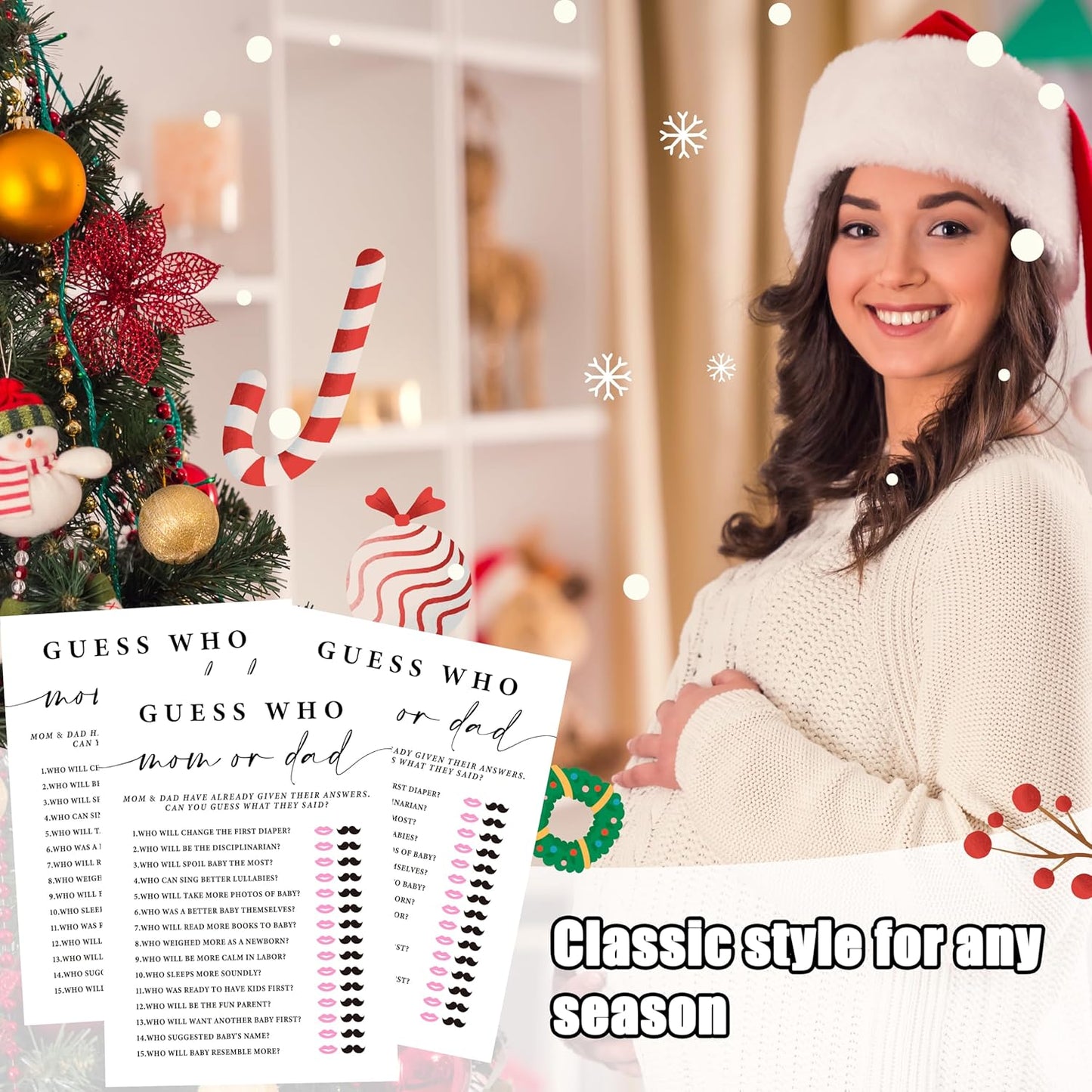 ZIIUFRN Baby Shower Games(5" X 7"), 30 Sets Modern Black and White Baby Bingo Guess Gift Game Cards, Boy Girl Gender Neutral Baby Shower Supplies-B07