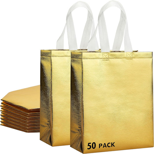 RACETOP 15 Pcs Iridescent Glossy Gift Bags Medium Size, 8x4x10 Inch Holographic Reusable Gift Bags with Handles, Ideal for Birthday, Wedding, Bachelorette, Party Favors, Holiday Goodie