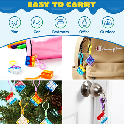 JOYIN Round Pop Fidget Keychain 30 Pack Pop Fidget Toys Bulk Party Favors for Kids 4-8,8-12 Years, Birthday Goodie Bags Stuffers Back to School Gifts for Students Classroom Prizes Sensory Toys