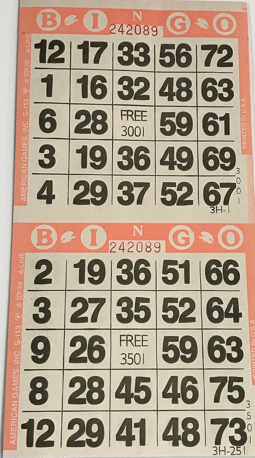 3000 Paper Bingo Cards-2 Cards per sheet-1500 Sheets [Choose Color Below]