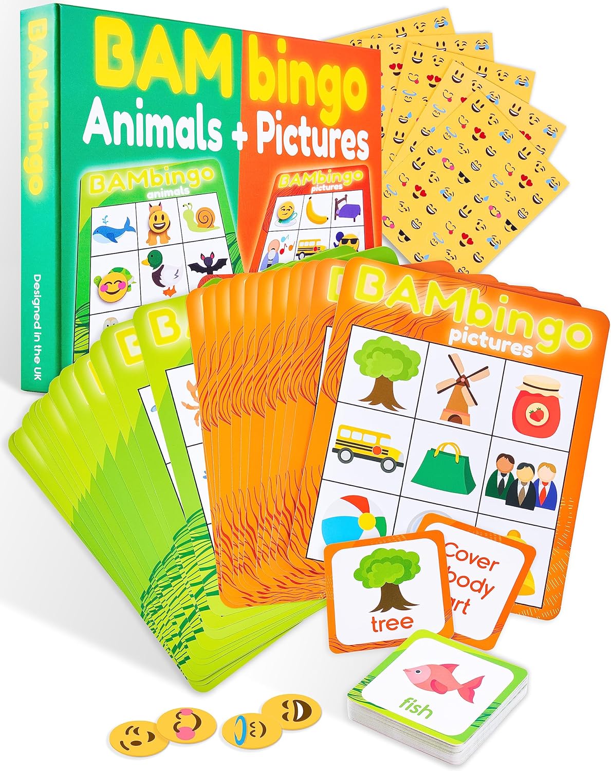 THE BAMBINO TREE Sight Word Bingo Game Level 1 and 2 - Educational Games for Kids - Learn to Read Vocabulary for Kindergarten 1st Grade - Dolch's Fry's Words Lists