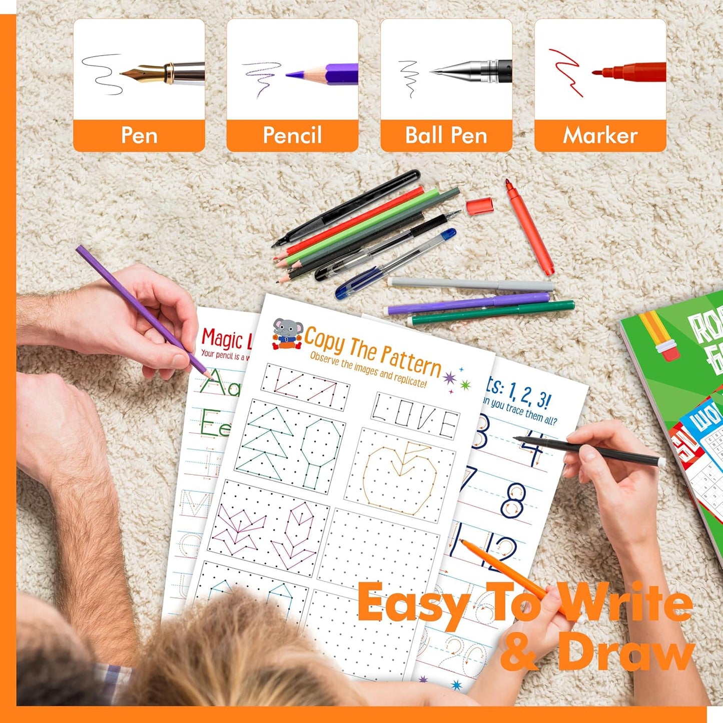 Road Trip Game Pad, 5 Games in 1 (Farm Animals, Car Colors, Buildings, Traffic Signs, Vehicles Scavenger Hunt Bingo), Pen Pencil Paper Game, Plane Trip/ Car Travel/Getaway Activity Pad for Kid, Adult