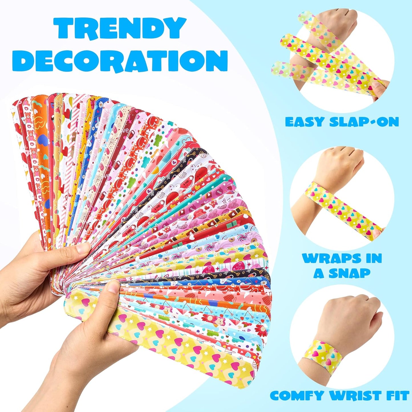 JOYIN 144 Pcs Slap Bracelets for Kids, Bulk Wristbands with Animals, Friendship, Heart, Party Favors, Classroom Prizes Birthday Exchanging Gifts,Goodies Bag Stuffers Fillers