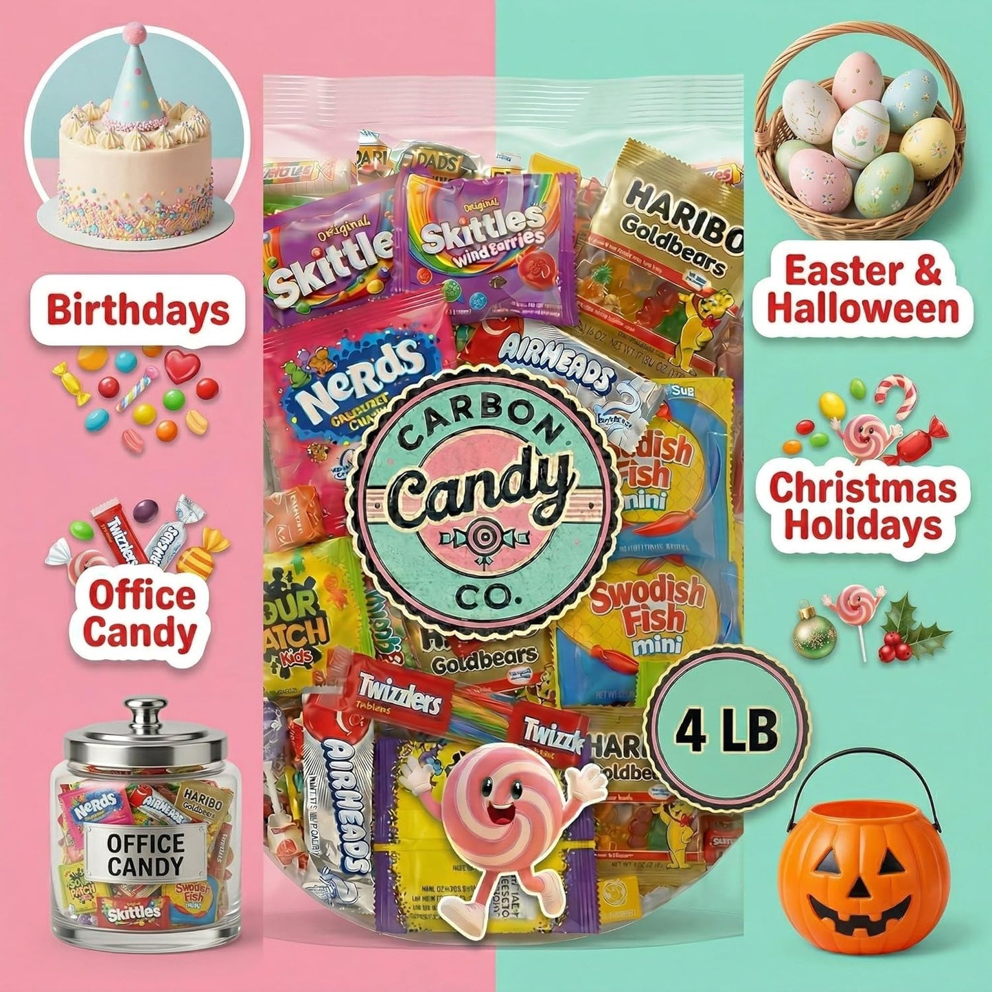 Bulk Candy Variety Pack - 2 lb - Bulk Candy Individually Wrapped - Assorted Mix - Lollipops, Hard, Fruity - Dulces - Big Bag for Party Favors - Father's Day