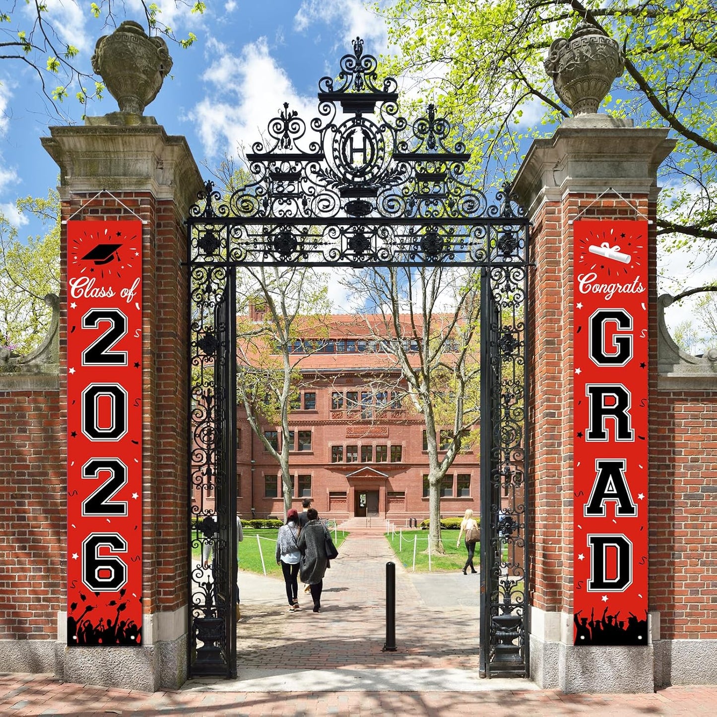 2026 Graduation Decorations, Graduation Banner Class of 2026, Hanging Congratulations/Congrats Grad Banner for Door and Porch, Party Decor - Black
