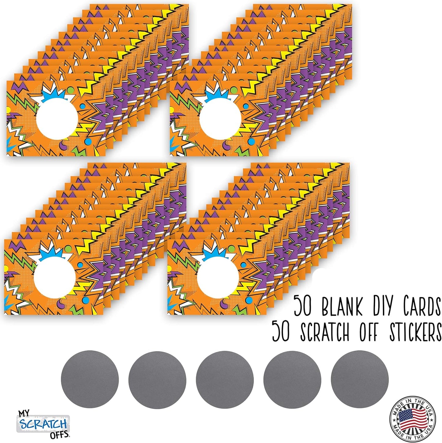 My Scratch Offs - Customizable Scratch-Off Cards Graffiti Design for Prizes, Classroom Rewards & Teacher Supplies, 50 Pack
