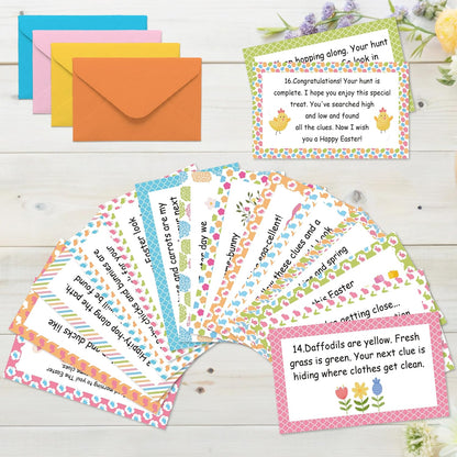 Nature Scavenger Hunt Cards, Bunny Easter Egg Hunt Clue Cards for Adults Family Friends, Spring Camping Treasure Riddle Party Game Indoor Activities - A01