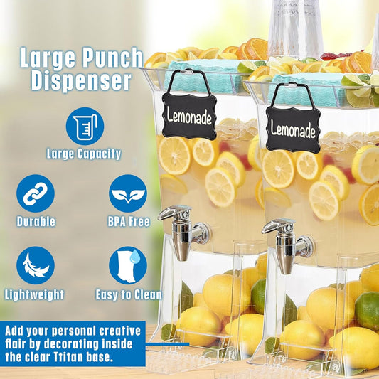 Buddeez Tritan™ Beverage Dispenser with Party Tray Lid - 2.5 Gallon Cold Drink Dispenser for Juice, Iced Tea, Lemonade, Water