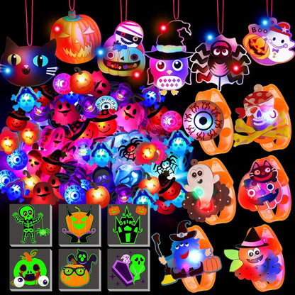 U-Goforst 88 PCS Halloween Party Favors for Kids, Glow in the Dark Light Up Bracelets Necklaces LED Rings Halloween Toys Bulk Classroom Favors Trick or Treat Gifts Goodie Bag Fillers Party Supplies