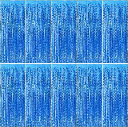 Tinsel Foil Fringe Curtains Wavy Backdrop for Parties Sparkle Metallic Wavy Foil Fringe Backdrop Curtain for Party Decorations Photo Booth Props for Birthday Graduation Wedding