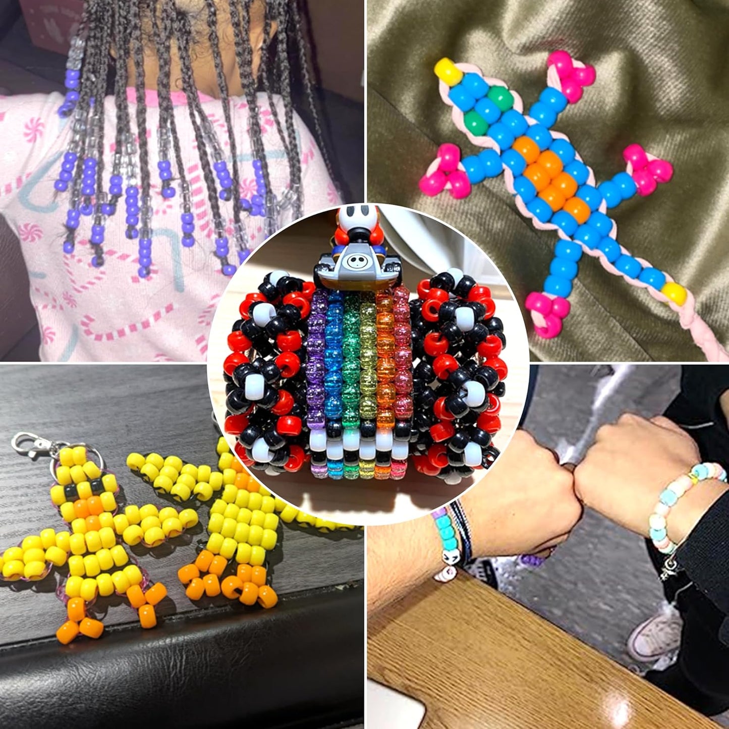 1000Pcs Glow in The Dark Pony Beads 9mm Plastic Kandi Beads Bulk for Friendship Bracelet Necklace Craft Jewelry Making Beads for Hair Braids 9 Color