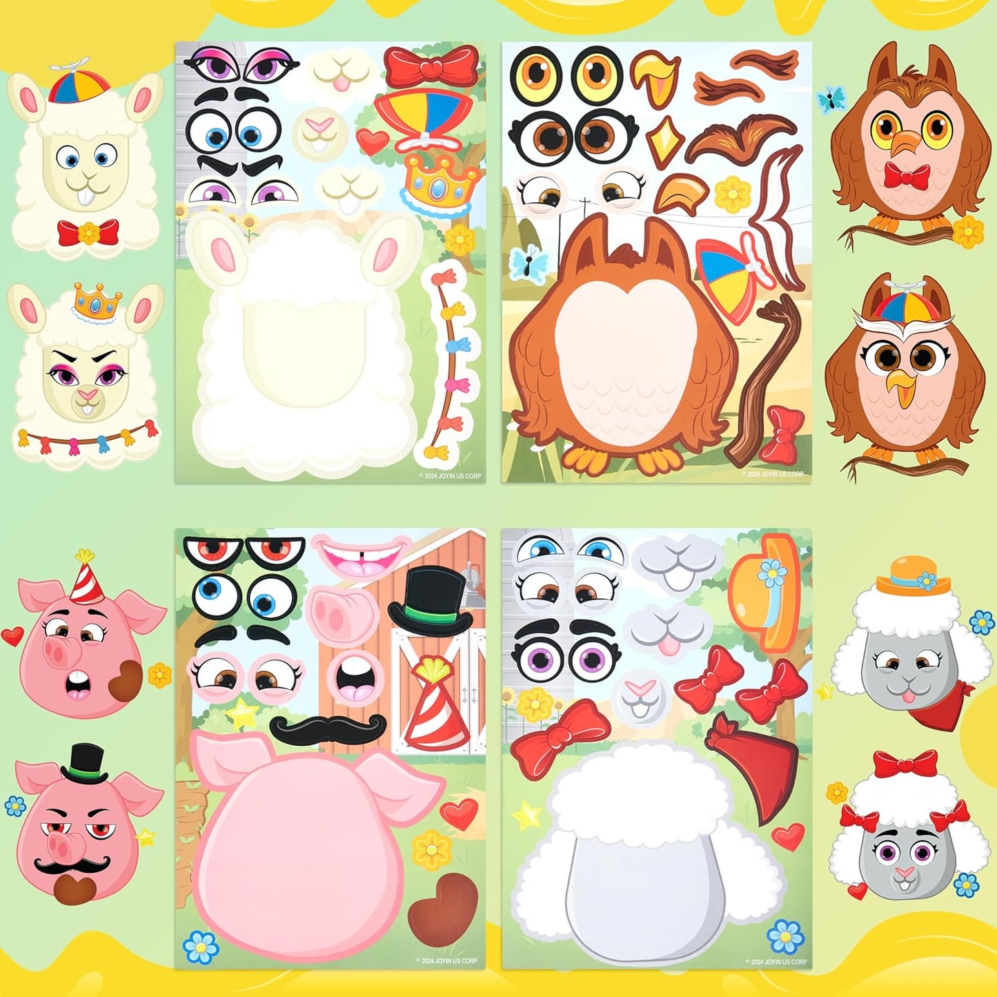 JOYIN 36 Sheets 9"x6" Make a face Stickers for Kids, Make Your Own Animal Stickers with Unicorn, Dinosaur, Sea and Safari Animals, Crafts Birthday Party Favors, Goodie Bags Classroom Activities