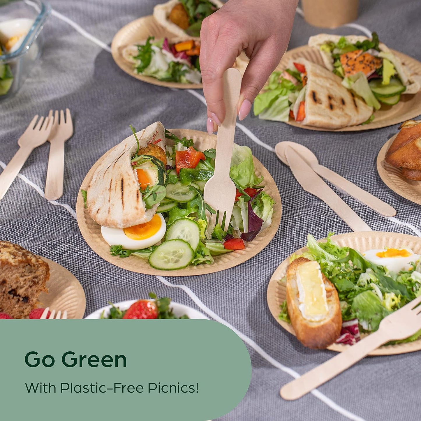 PURPLECLAY Wooden Disposable Utensils Set, 360 PCS Compostable Silverware (120 Forks, 120 Spoons, 120 Knives) Eco Friendly, Plastic-Free Cutlery for Parties & Catering, Alternative to Bamboo Utensils