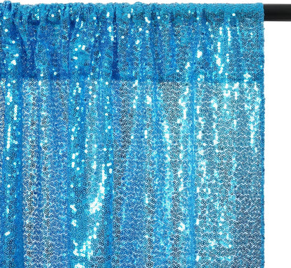 Poise3EHome Black Sequin Backdrop Curtains, 2 Panels 2FTx8FT Glitter Photo Booth Backdrop for Halloween Birthday Bachelorette Wednesday Twilight Party Decorations