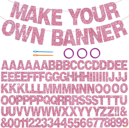 BEISHIDA 116 PCS A-Z DIY Letter Banner Kit Make Your Own Banner Including 111 Letters and Numbers 3 Rope and 2 Threading Device,Customized for Birthday Graduation Wedding Decor Black