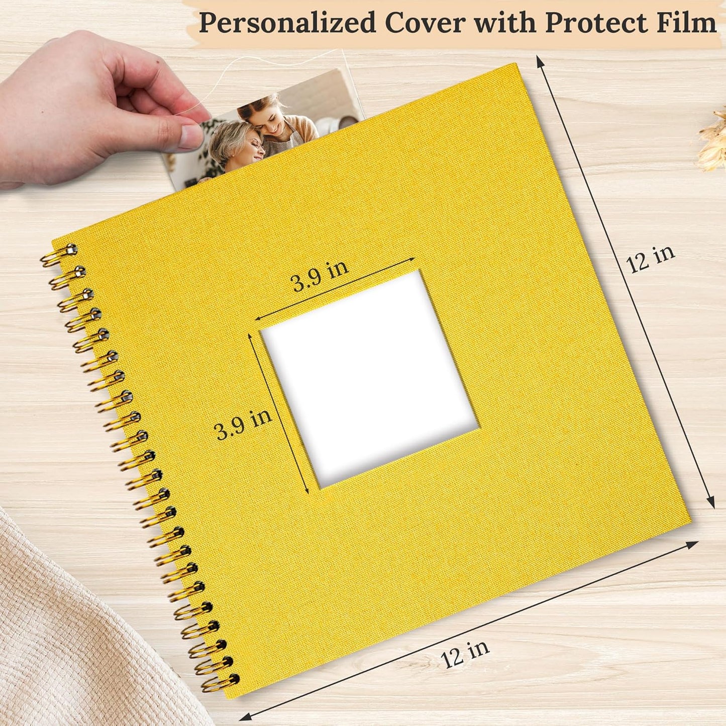 8 x 8 Inch Scrapbook Photo Album Linen Cover 20 Sheets/ 40 Pages, Hardcover Kraft White Pages Memory Book, for Travel Wedding Guest Book Christmas Baby Shower Fits 4x6 & Instant Photos, Beige