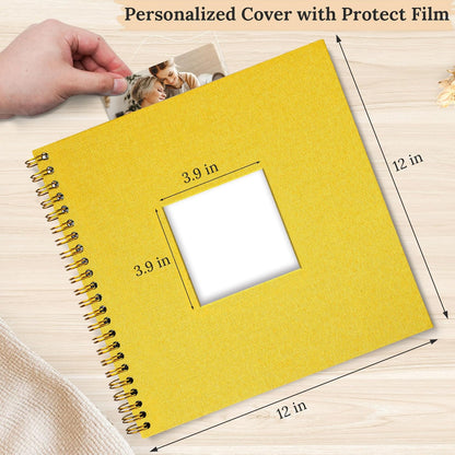 8 x 8 Inch Scrapbook Photo Album Linen Cover 20 Sheets/ 40 Pages, Hardcover Kraft White Pages Memory Book, for Travel Wedding Guest Book Christmas Baby Shower Fits 4x6 & Instant Photos, Beige