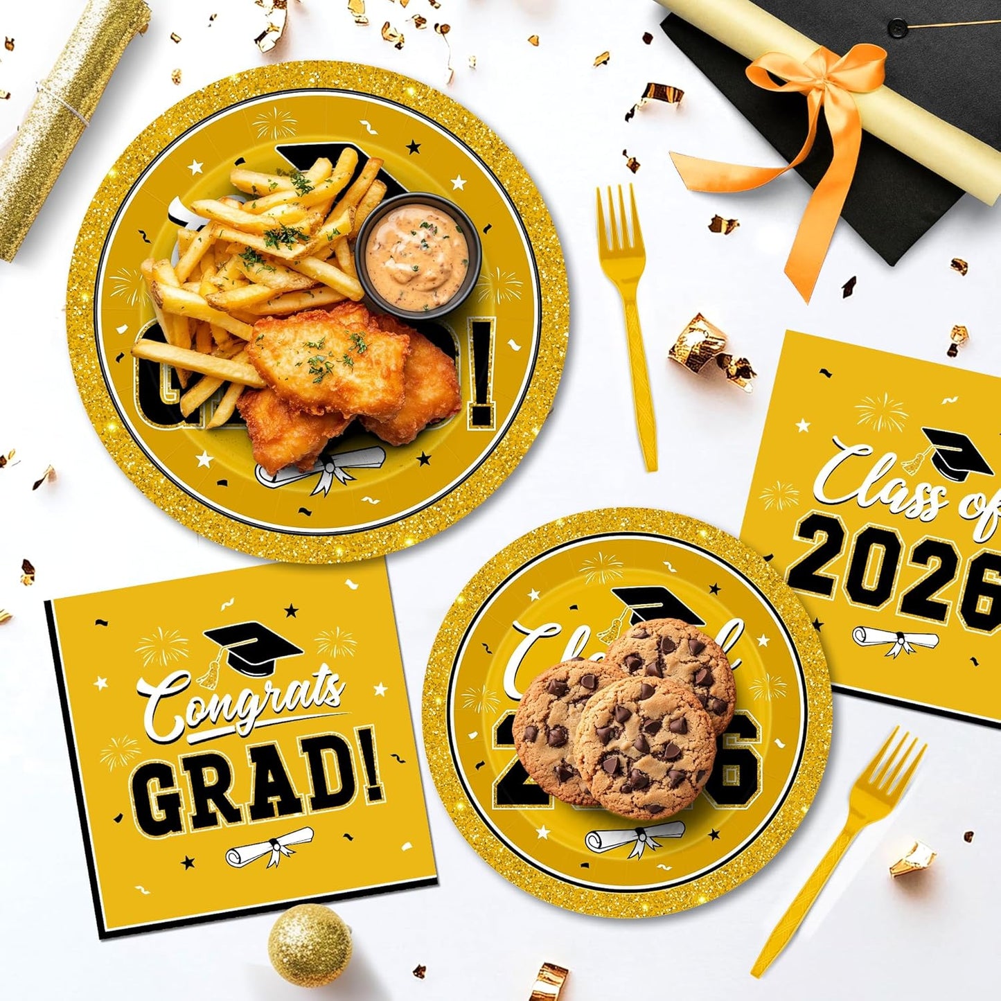 200Pcs Graduation Decorations 2026, Blue Graduation Plates and Napkins Party Supplies for 50 Guests, Disposable Grad Plates, Napkins, Dessert Plates and Forks for Grad Decor Wedding Birthday Supplies
