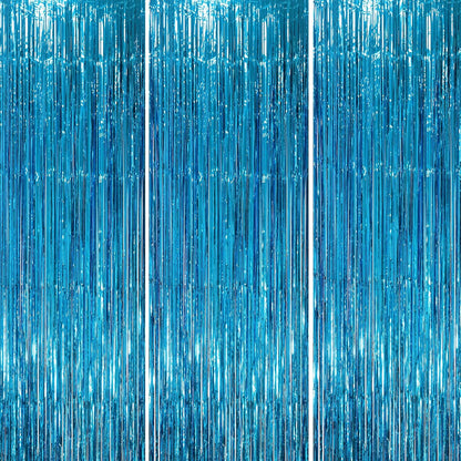 Voircoloria 3 Pack 3.3x8.2 Feet Gold Foil Fringe Backdrop Curtains, Tinsel Streamers, Fringe Backdrop for 2025 New Years Eve, Graduation, Birthday, Baby Shower, Gender Reveal, Disco Party - Colors A
