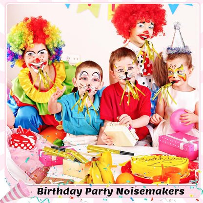 12 Pcs Noise Makers Glitter Metallic Fringed Party Blowers for Birthday New Years Graduation Sporting Events Party Favor Supplies (Mixed Colors)
