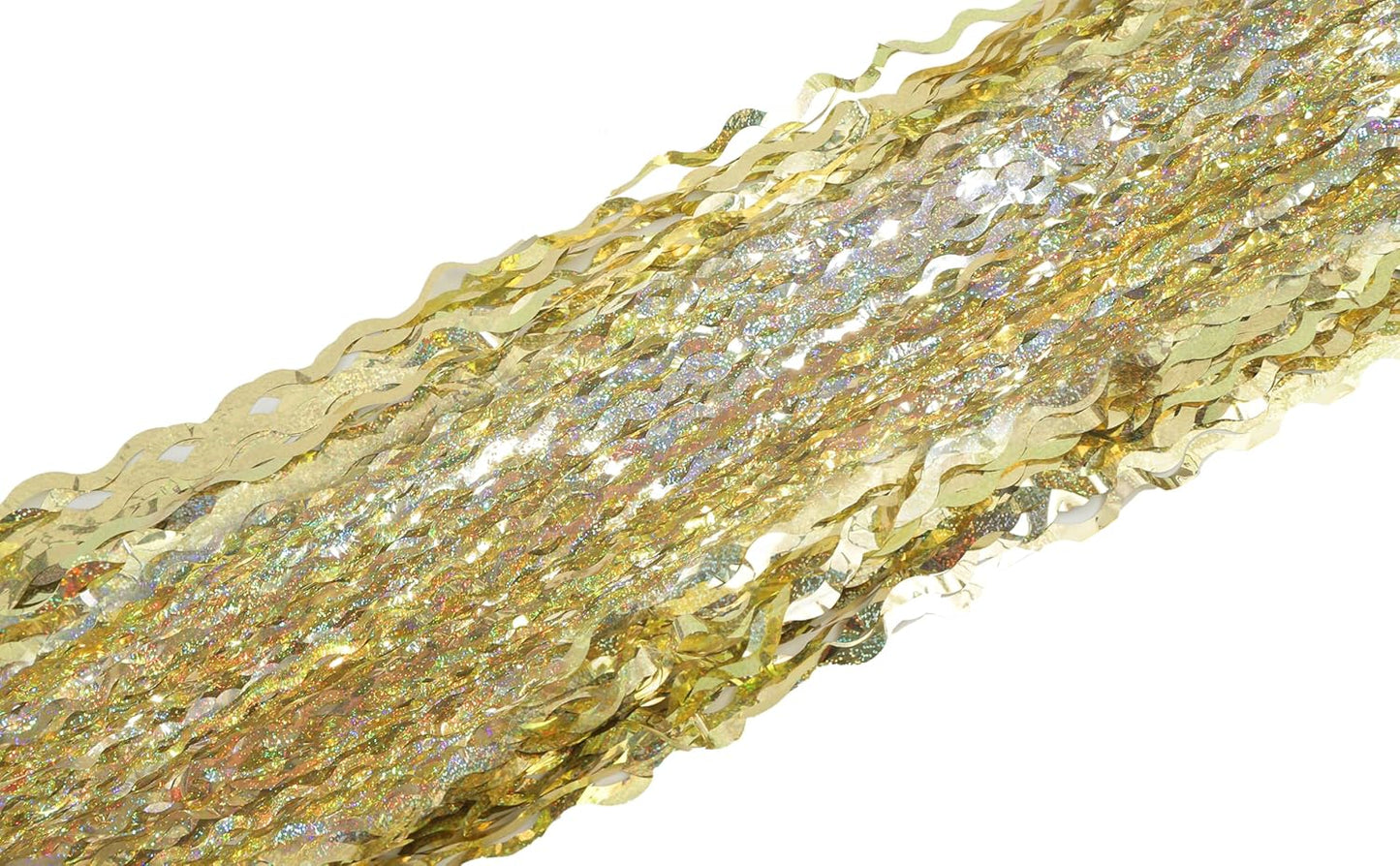 4 Pack Wavy Champagne Gold Metallic Tinsel Foil Fringe Curtains Backdrop - 3.3X6.6ft Foil Fringe Backdrop for Parties | Door Streamers for Birthday | Photo Booth Backdrops Party Decor