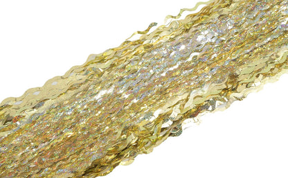 4 Pack Wavy Champagne Gold Metallic Tinsel Foil Fringe Curtains Backdrop - 3.3X6.6ft Foil Fringe Backdrop for Parties | Door Streamers for Birthday | Photo Booth Backdrops Party Decor