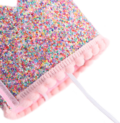 Rainbow Crown - 4th Birthday Party Glitter Crown, Kids Birthday Hats, Baby Photo Props, Little Girls Hair Accessories