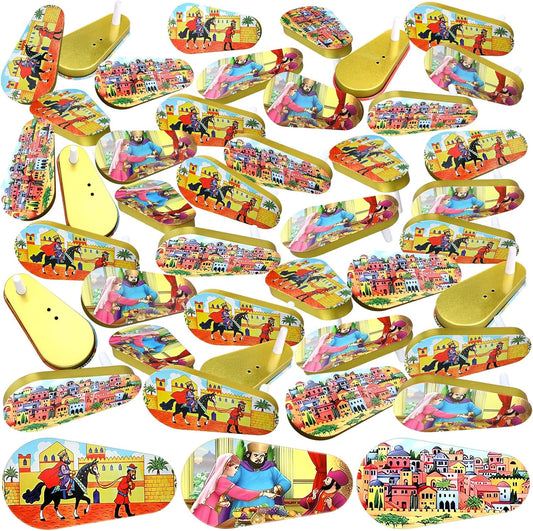 60 Pcs Metal Purim Gragger Noise Makers for Sporting Event Colorful Party Noise Makers Bulk Novelty Assorted Purim Gragger Party Favor for Holiday, Football Games, Pep Rally Supplies (New Year)