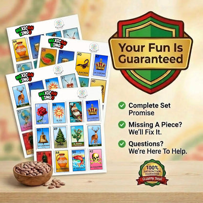 Cuitáxi Mexican Bingo Game with 100 Bingo Chips for 20 Players Made in Mexico - Mexican Gifts de lujo - Juegos de mesa - Spanish Board Games