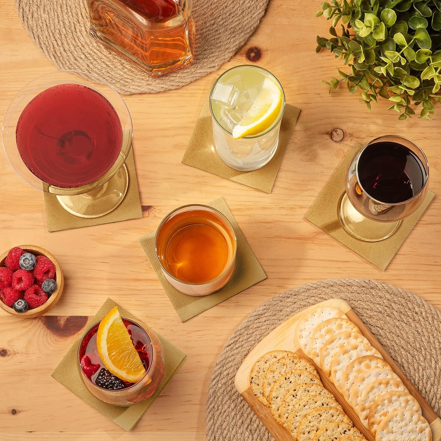 AH AMERICAN HOMESTEAD Cocktail Napkins-Disposable Beverage/Bar Napkins-White Linen-Like Square Napkins-Eco-Friendly & Compostable-Everyday Use, Party or Wedding 4.75inch x 4.75inch (100 Count, White)
