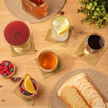 AH AMERICAN HOMESTEAD Cocktail Napkins-Disposable Beverage/Bar Napkins-White Linen-Like Square Napkins-Eco-Friendly & Compostable-Everyday Use, Party or Wedding 4.75inch x 4.75inch (100 Count, White)