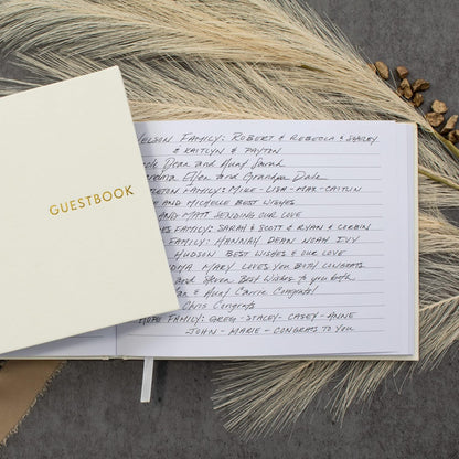 ZICOTO Beautiful Linen Wedding Guest Book for Your Wedding Reception - Simply Elegant Guestbook to Sign in and Add Polaroid Photos - The Perfect Baby Shower Guest Book and Addition to Your Big Day