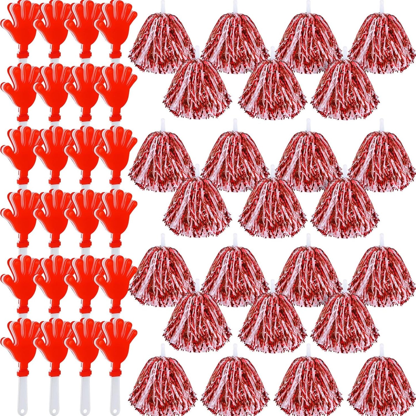 48 Pcs Cheerleading Pom Poms and Hand Clappers Noisemakers Set for Team Spirit Items Sporting Events Football Baseball Cheering Essentials Party Favors Dance（Yellow and Black）