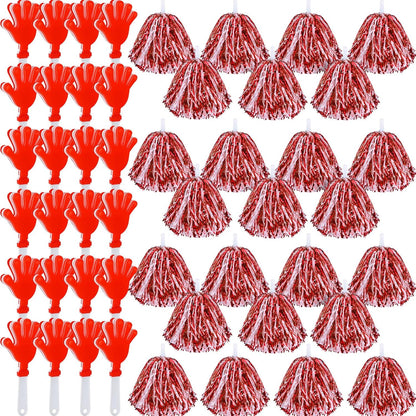 48 Pcs Cheerleading Pom Poms and Hand Clappers Noisemakers Set for Team Spirit Items Sporting Events Football Baseball Cheering Essentials Party Favors Dance（Yellow and Black）