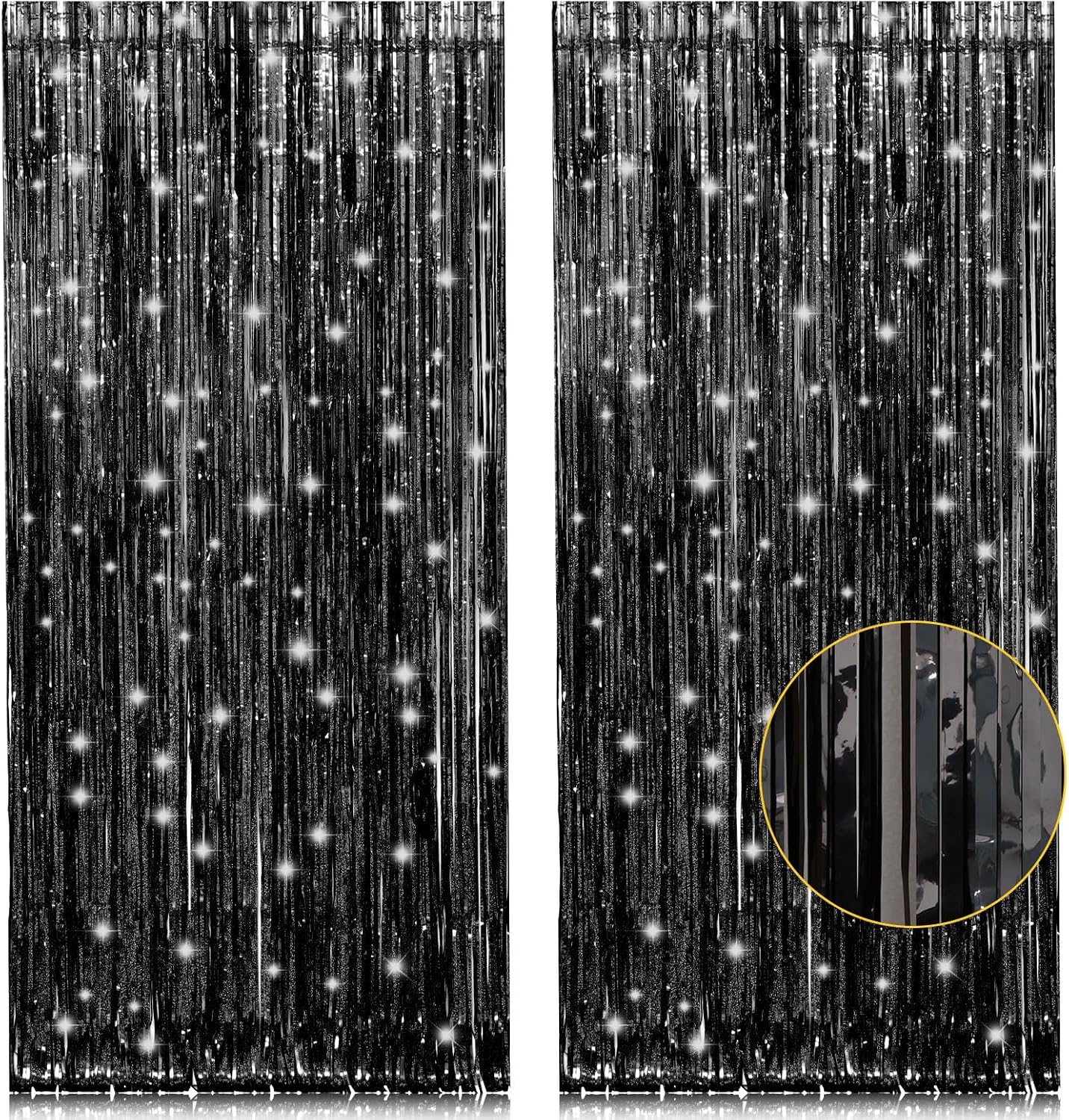 2 Pack 3.2ft x 8.2ft Silver Metallic Tinsel Foil Fringe Curtains, Door Streamer Photo Booth Backdrop for Birthday Graduation Engagement Bridal Shower Bachelorette Baby Shower Party Decorations
