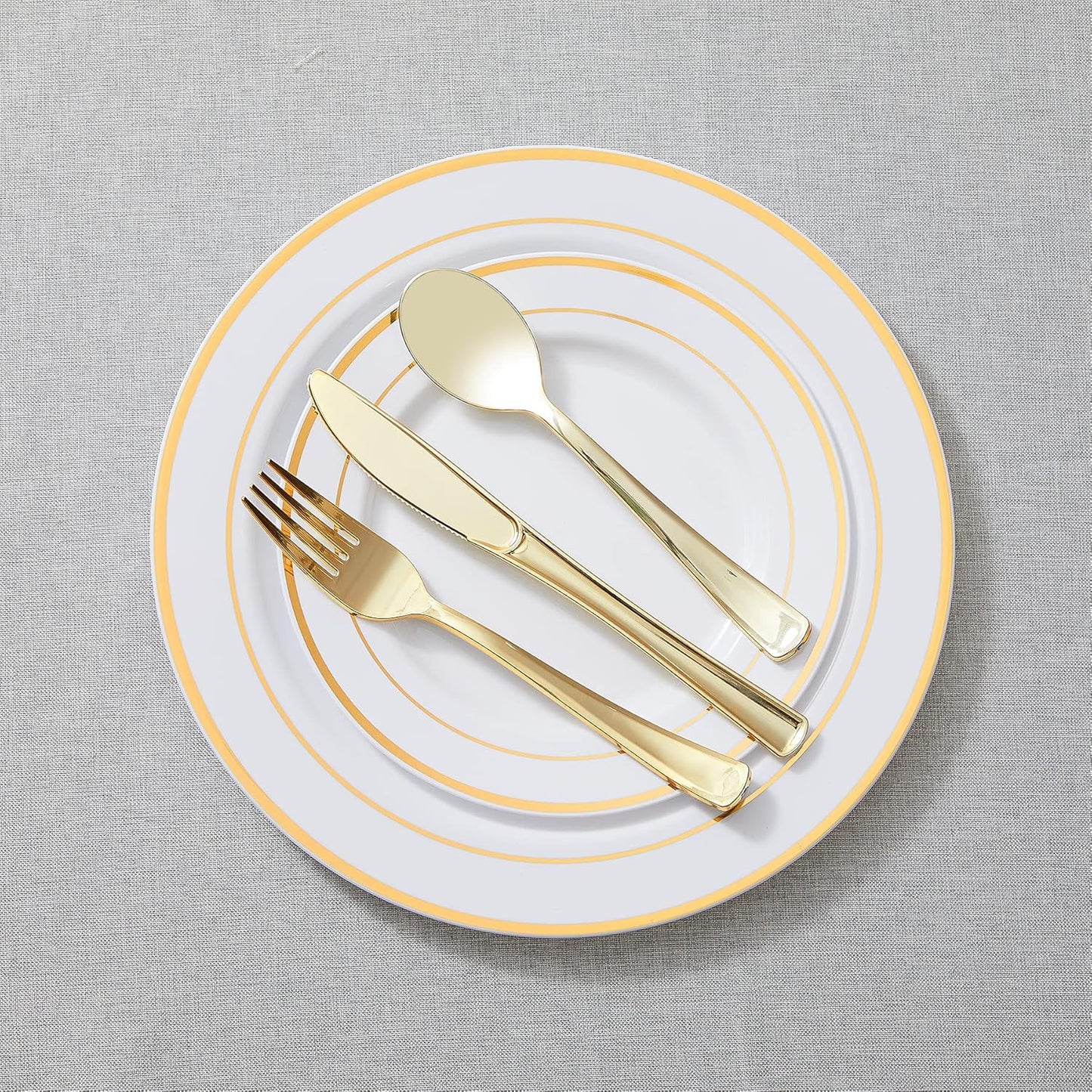 N9R 60PCS Gold Plastic Silverware - Gold Plastic Cutlery Set Disposable Flatware Dinnerware -30 Forks, 15 Spoons, 15 Knives for Party, Thanksgiving, Christmas