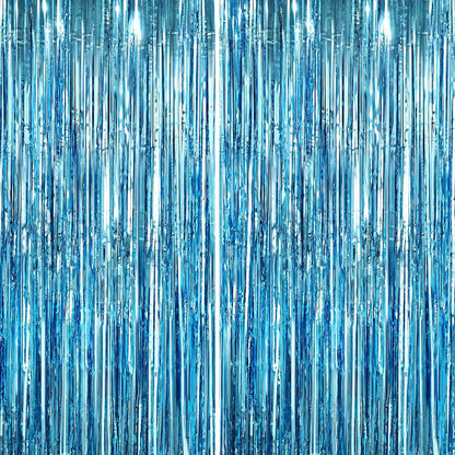 GCB 2Pack Black Metallic Tinsel Foil Fringe Curtains, Black Foil Curtain Backdrop, Photo Booth Props for Birthday Wedding Baby Shower Bachelorette Xmas Celebration Party Decorations Door Streamers