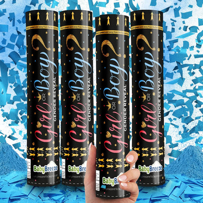 Gender Reveal Confetti Powder Cannon - Biodegradable Blue & Pink Poppers for Baby Shower Party Decorations - He or She What Will it Bee - 2 Pink Sticks