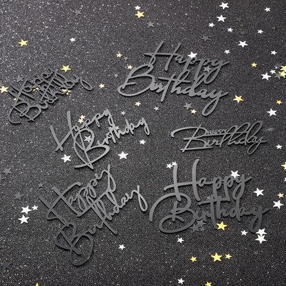 Barydat 24 Pieces Gold Happy Birthday Cake Toppers Mirror Acrylic Cupcake Topper Happy Birthday Sign for Cake Side Cupcake Decorations, 6 Styles