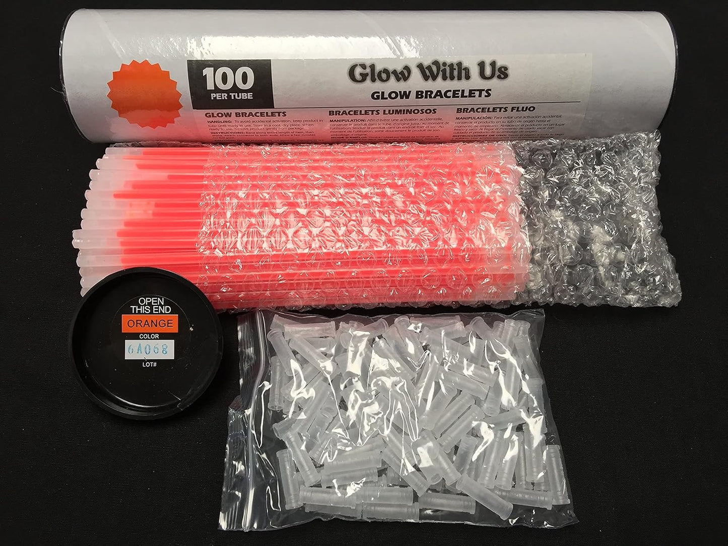 Glow Sticks Bracelets Bulk Wholesale, 100 8” Yellow Glow Bracelets, Bright Color, Glow 8-12 Hrs, 100 Connectors Included, Glow Party Favor Supplies, Sturdy Packaging, Great Fun.