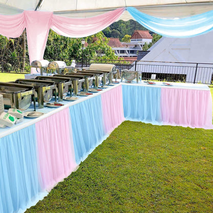 Suppromo 6ft Pink Tulle Table Skirt Baby Shower Tablecloth for Rectangle Tables or Round Tables Pink Ruffle Tutu Table Skirts Desk Skirt for Princess Girls Birthday Party Cake Dessert Decorations