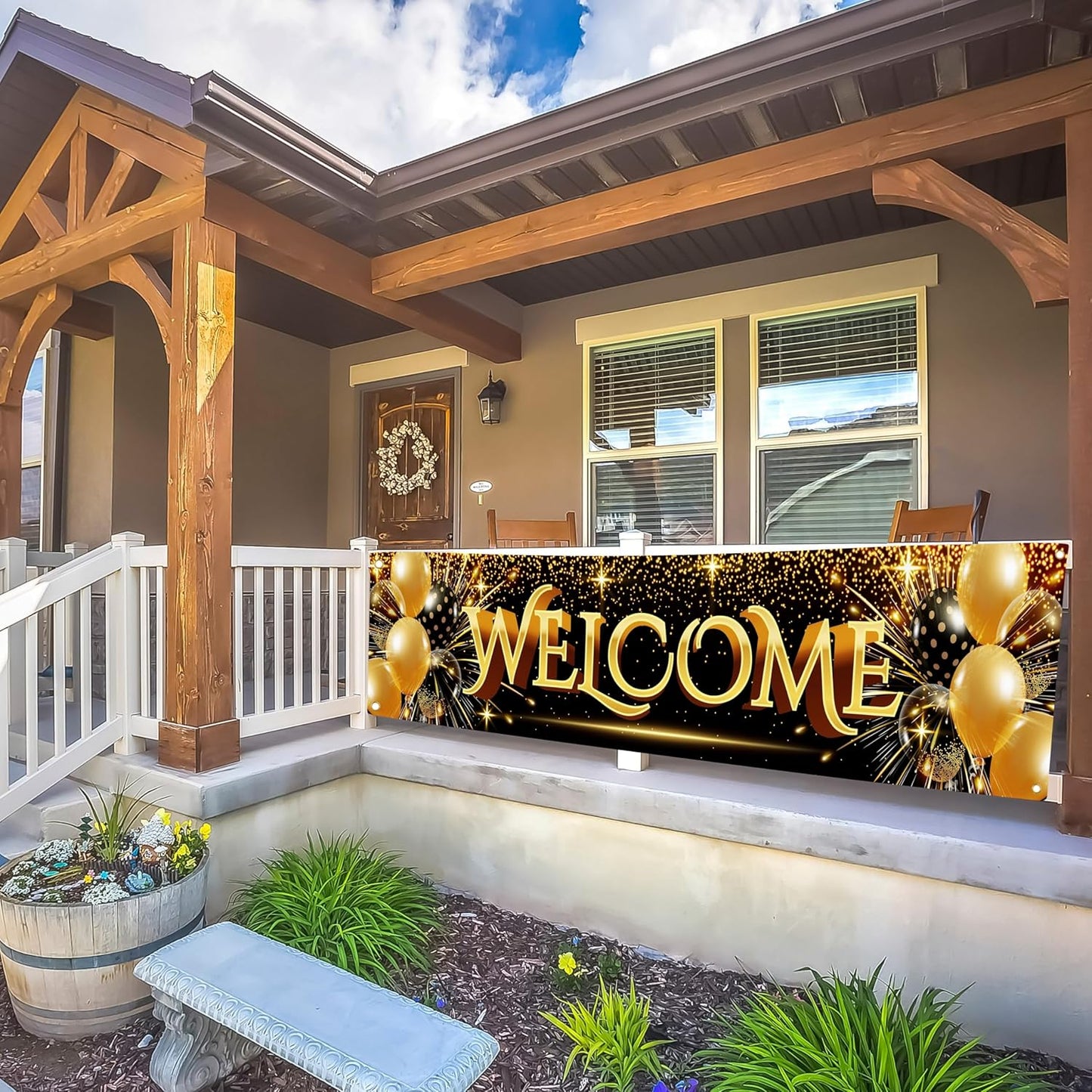 Welcome Banner - Black and Gold Welcome Home Decorations 6 x 1.3ft - Welcome Back Banner - We Missed You So Much