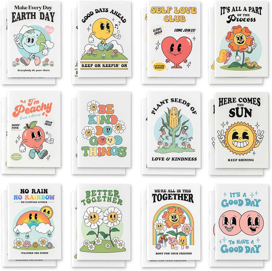 THiNKABLE Mini Notebooks for Kids, Set of 24, Retro Mini Kid Journals Bulk, Small Notebooks for Party Favors, Back to School Supplies, Inspirational Notebooks, Pocket Journal sets
