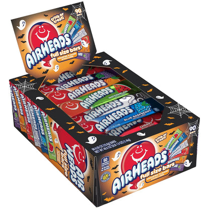 Airheads Full-Size Candy Bars, Taffy Candy Bulk Variety Pack, Individually Wrapped, Six Assorted Fruit Flavors Artificially Flavored, 60 Count Box