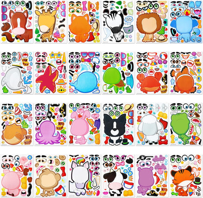 JOYIN 24 Sheets 9"x6" Make a face Stickers for Kids, Make Your Own Stickers with Unicorn, Dinosaur, Sea and Safari Animals, Party Favors Kids Crafts, Goodie Bags Stuffers Classroom Activities