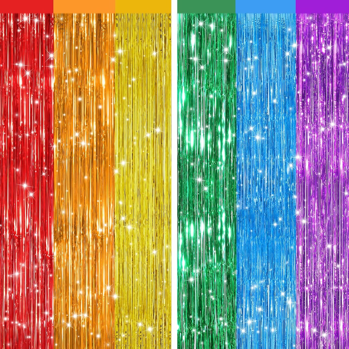 GCB 2Pack Black Metallic Tinsel Foil Fringe Curtains, Black Foil Curtain Backdrop, Photo Booth Props for Birthday Wedding Baby Shower Bachelorette Xmas Celebration Party Decorations Door Streamers
