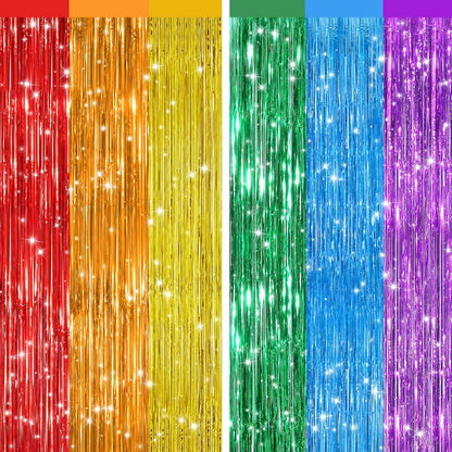 GCB 2Pack Black Metallic Tinsel Foil Fringe Curtains, Black Foil Curtain Backdrop, Photo Booth Props for Birthday Wedding Baby Shower Bachelorette Xmas Celebration Party Decorations Door Streamers
