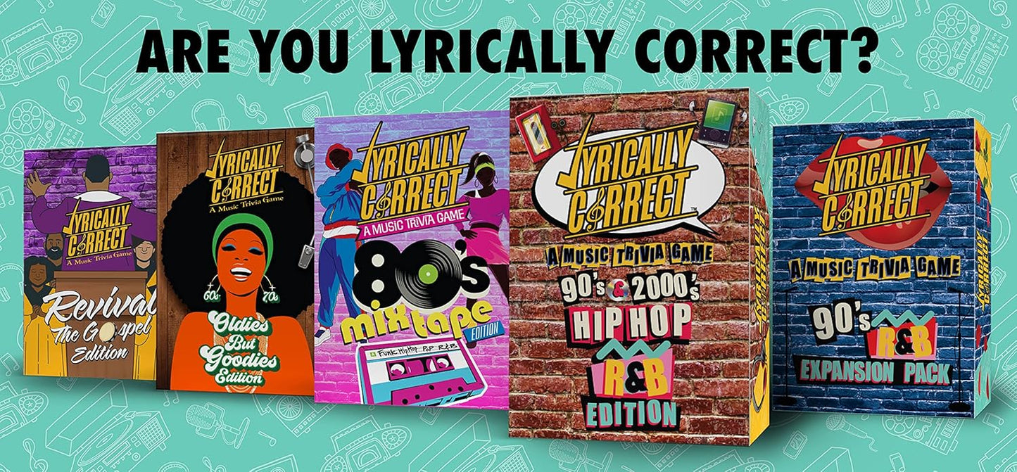 Lyrically Correct '90s & 2000s Music Trivia Card Game - Hip Hop and R&B Edition - Finish the Lyrics Challenge, Fun for Adults, Party or Family Night