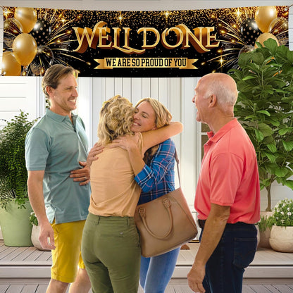 Welcome Banner - Black and Gold Welcome Home Decorations 6 x 1.3ft - Welcome Back Banner - We Missed You So Much